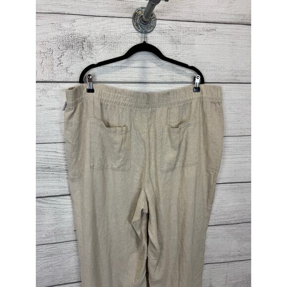 Old Navy Plus Size Cream Linen Blend High Rise Wide Leg Pants Size XXL - Picture 8 of 10